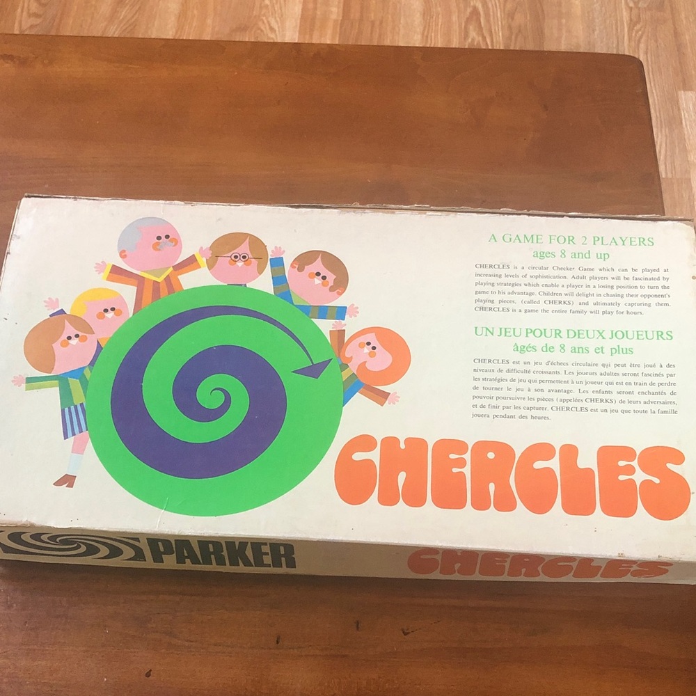 Vintage Parker Chercles Board Game - Green and Orange 1970